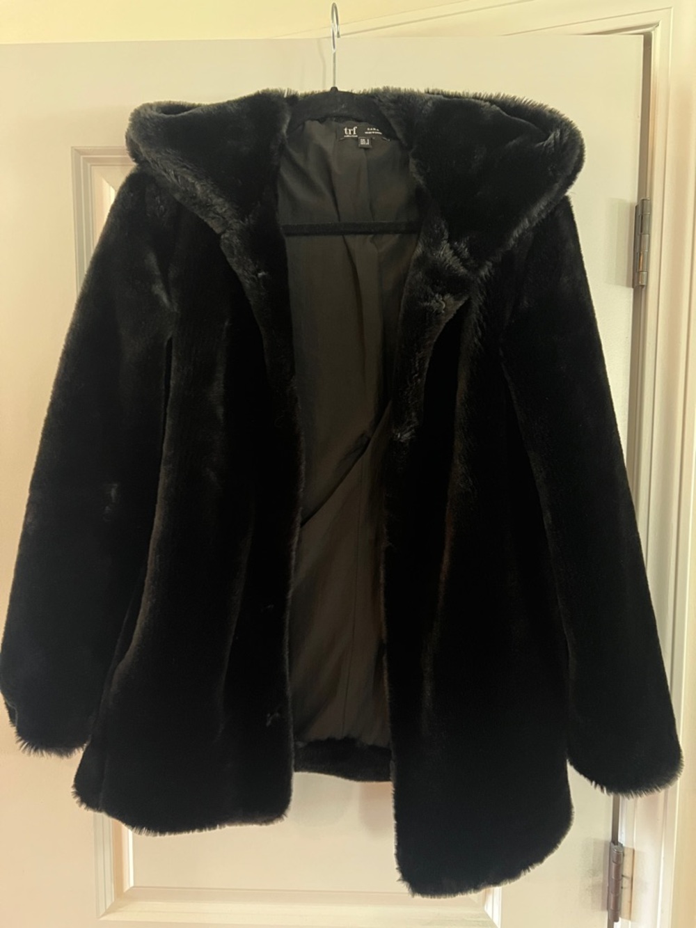 Zara Black Faux Fur Hooded Teddy Coat